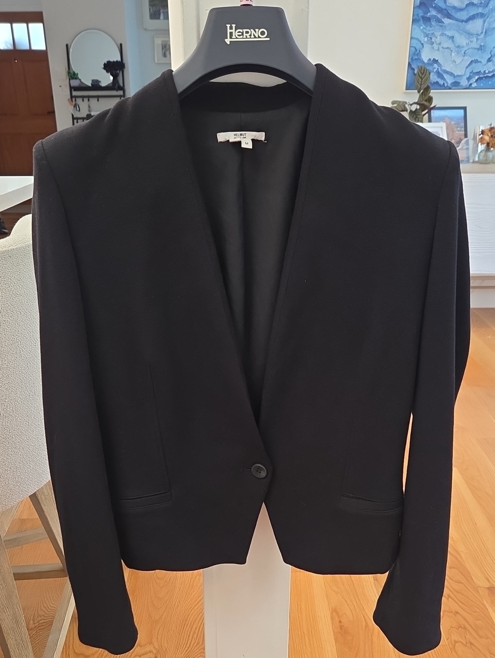 Helmut Lang Women's Black Single-Button Shawl Collar Performance Blazer (M)